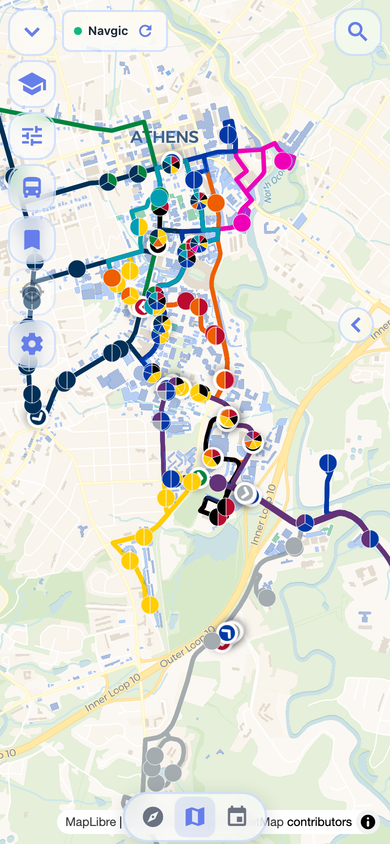 Live UGA campus bus tracking on Navgic
