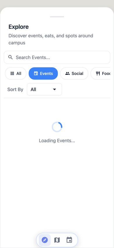 Navgic Explore tab with category filters on mobile