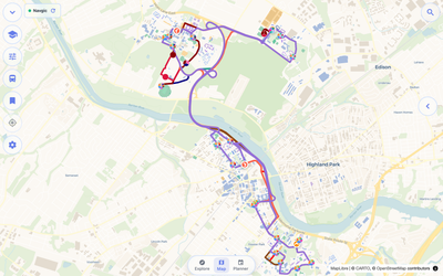 Real-time Rutgers shuttle buses on Navgic map
