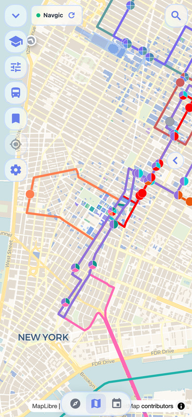 NYU shuttle routes and live buses on Navgic