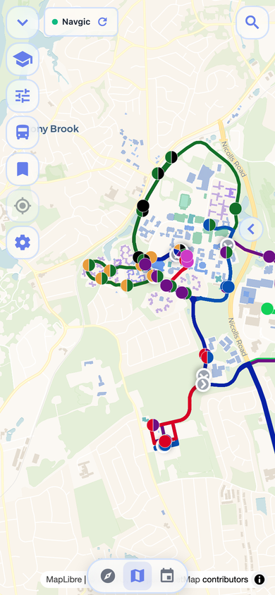 Stony Brook live shuttle map on Navgic
