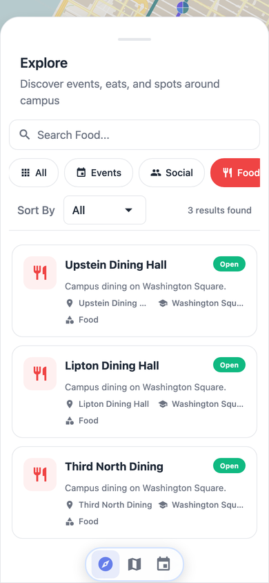 NYU Explore Food results on Navgic mobile