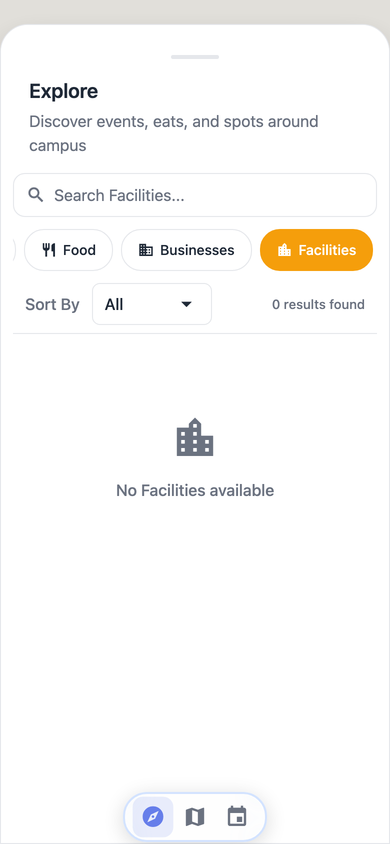 Explore facilities filter results at Rutgers on Navgic